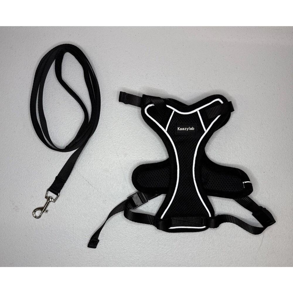 Kaazylab Cat Harness and Leash Black Size M (13-18 Lbs) Reflective Strip - Picture 3 of 6